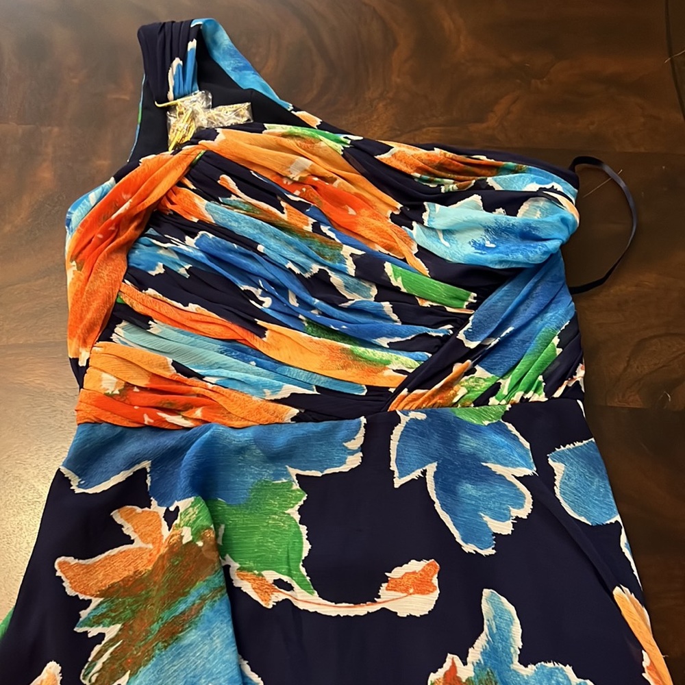 LAUREN RALPH LAUREN Floral Georgette One-Shoulder Gown. - Picture 7 of 11